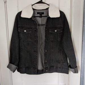 Black Denim Sherpa Jacket